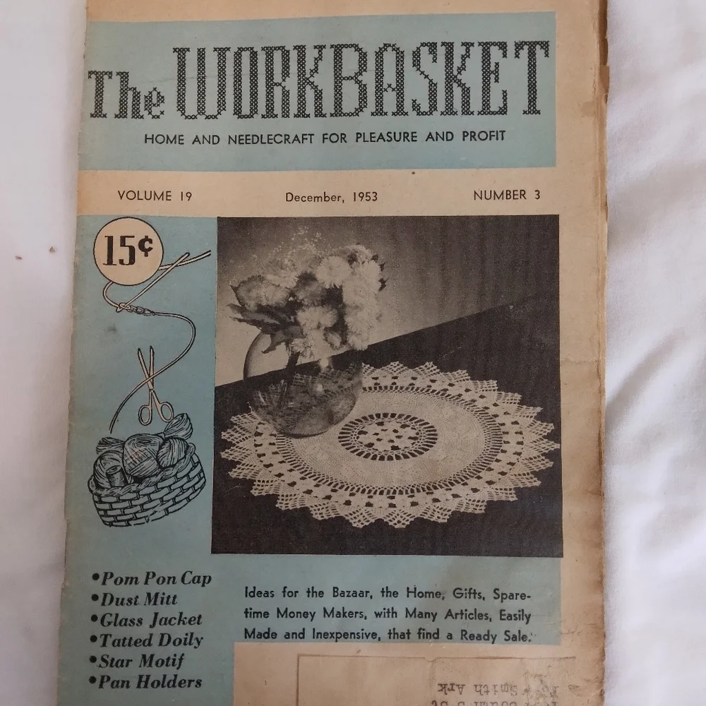 Vintage The Workbasket Magazine 1953 Patterns Recipes Ephemera Craft Crafting
